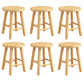 Contemporary Backless Rubberwood Stool Natural Footrest Barstool