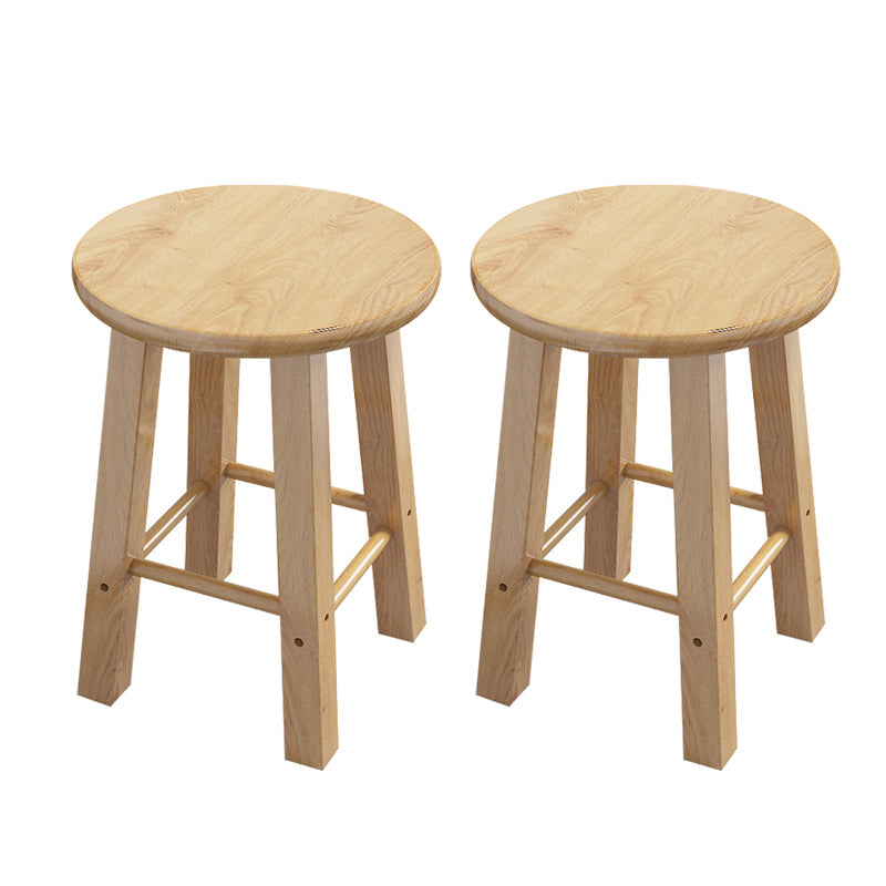 Contemporary Backless Rubberwood Stool Natural Footrest Barstool