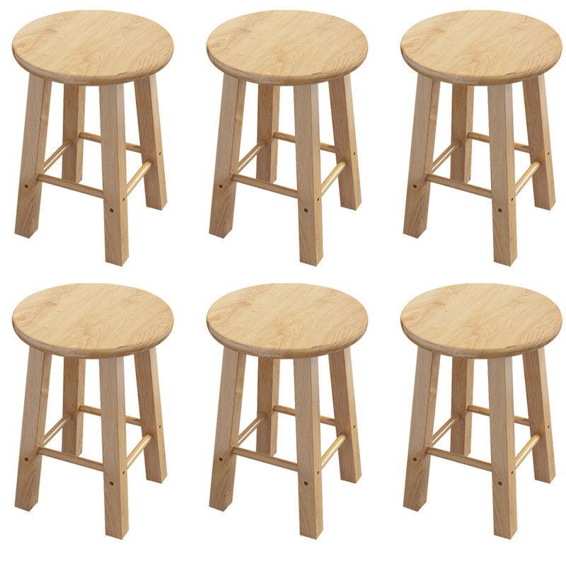 Contemporary Backless Rubberwood Stool Natural Footrest Barstool