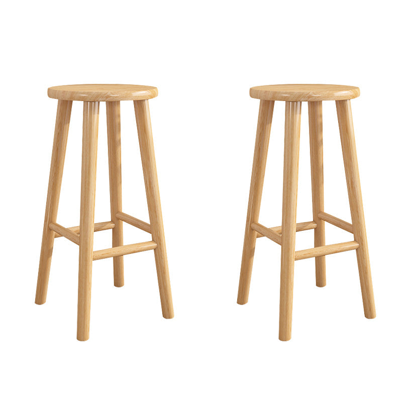 Contemporary Backless Rubberwood Stool Natural Footrest Barstool