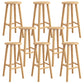 Contemporary Backless Rubberwood Stool Natural Footrest Barstool