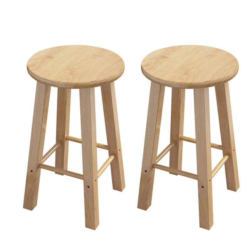 Contemporary Backless Rubberwood Stool Natural Footrest Barstool