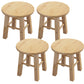 Contemporary Backless Rubberwood Stool Natural Footrest Barstool