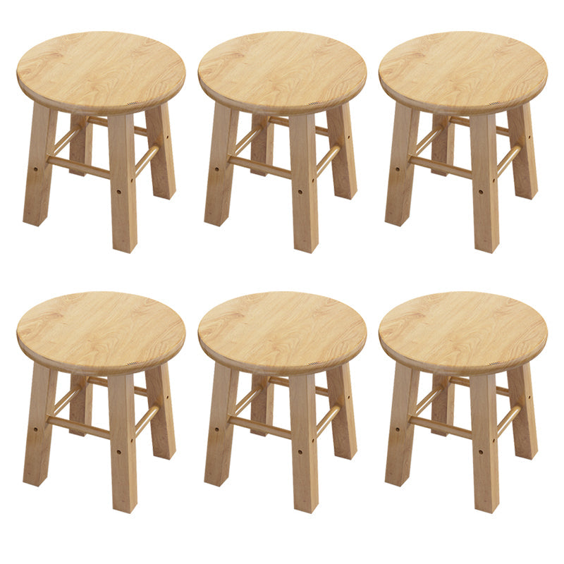 Contemporary Backless Rubberwood Stool Natural Footrest Barstool