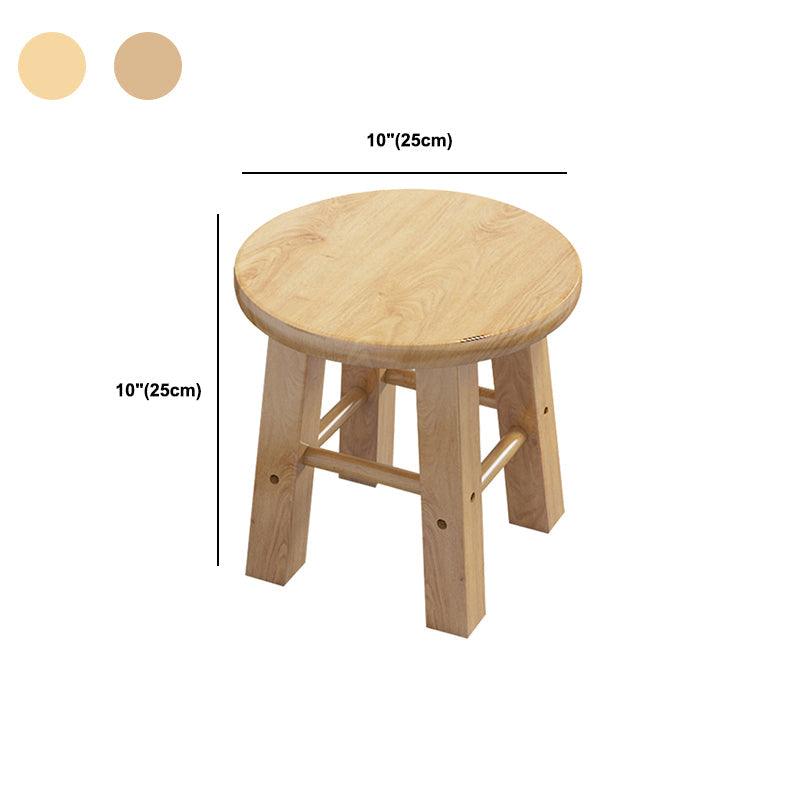 Contemporary Backless Rubberwood Stool Natural Footrest Barstool