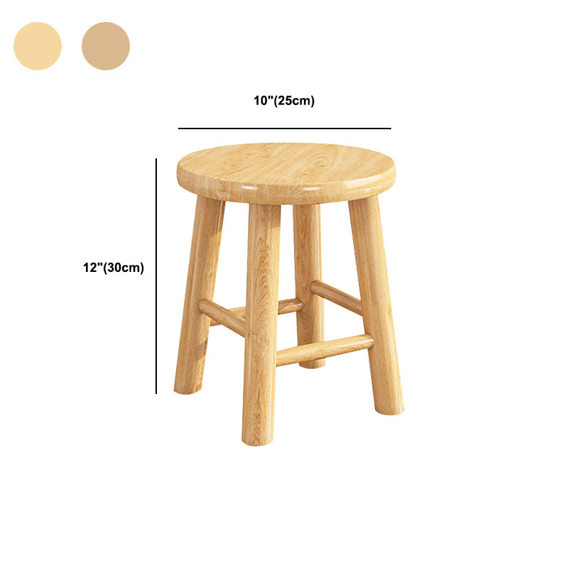 Contemporary Backless Rubberwood Stool Natural Footrest Barstool
