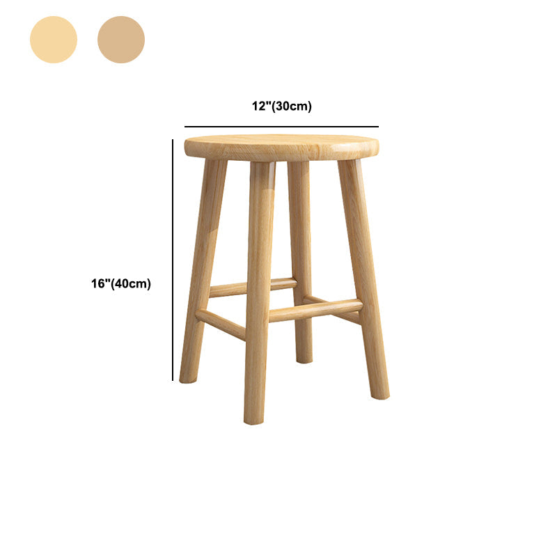 Contemporary Backless Rubberwood Stool Natural Footrest Barstool