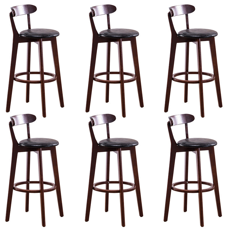 Contemporary Beech Home Barstool Matte Finish Upholstered Bar Stools Black Brown 6 Piece Set Clearhalo 'Bar Furniture' 'Bar Stools' 'bar_stools' 'furn' 'furn_bar_stools' 'Furniture' 'Kitchen & Dining Furniture' 5945967