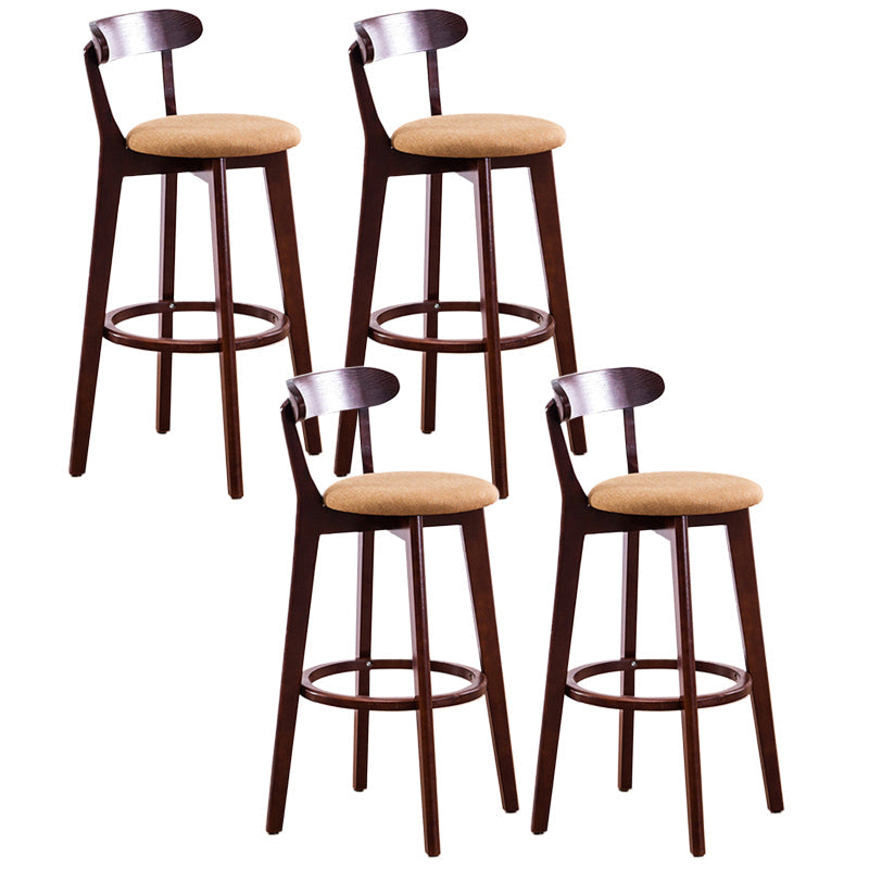 Contemporary Beech Home Barstool Matte Finish Upholstered Bar Stools Yellow Brown 4 Piece Set Clearhalo 'Bar Furniture' 'Bar Stools' 'bar_stools' 'furn' 'furn_bar_stools' 'Furniture' 'Kitchen & Dining Furniture' 5945974