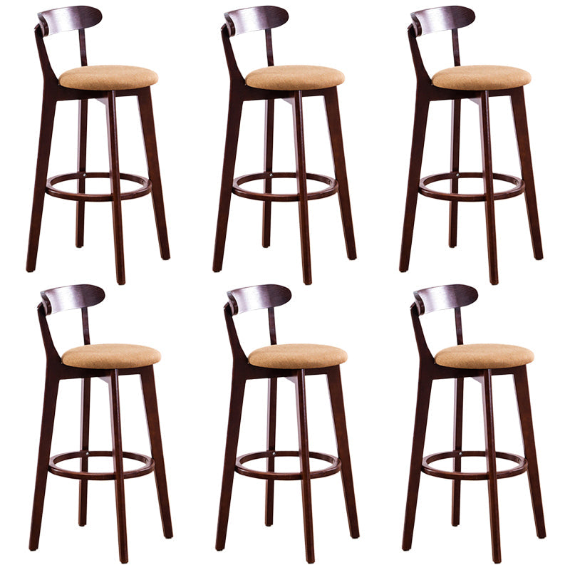 Contemporary Beech Home Barstool Matte Finish Upholstered Bar Stools Yellow Brown 6 Piece Set Clearhalo 'Bar Furniture' 'Bar Stools' 'bar_stools' 'furn' 'furn_bar_stools' 'Furniture' 'Kitchen & Dining Furniture' 5945977