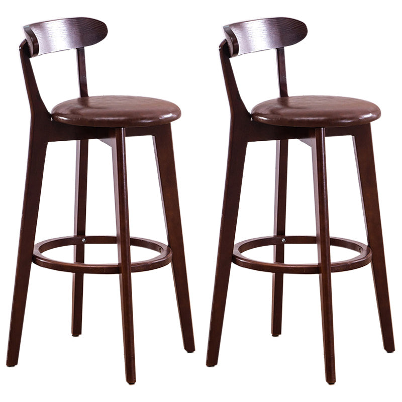 Contemporary Beech Home Barstool Matte Finish Upholstered Bar Stools Brown Brown 2 Piece Set Clearhalo 'Bar Furniture' 'Bar Stools' 'bar_stools' 'furn' 'furn_bar_stools' 'Furniture' 'Kitchen & Dining Furniture' 5945983