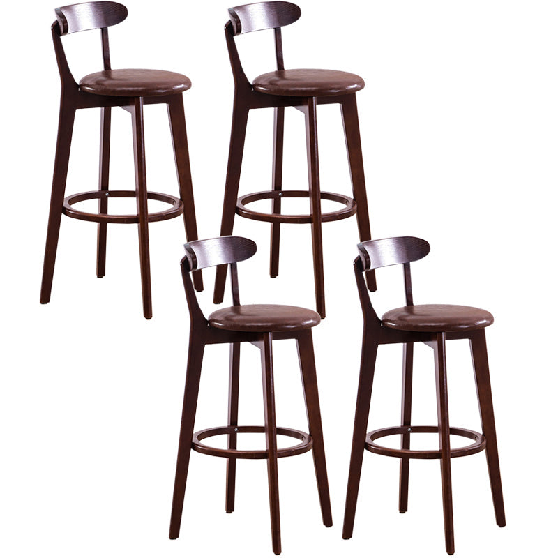 Contemporary Beech Home Barstool Matte Finish Upholstered Bar Stools Brown Brown 4 Piece Set Clearhalo 'Bar Furniture' 'Bar Stools' 'bar_stools' 'furn' 'furn_bar_stools' 'Furniture' 'Kitchen & Dining Furniture' 5945984