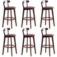 Contemporary Beech Home Barstool Matte Finish Upholstered Bar Stools Brown Brown 6 Piece Set Clearhalo 'Bar Furniture' 'Bar Stools' 'bar_stools' 'furn' 'furn_bar_stools' 'Furniture' 'Kitchen & Dining Furniture' 5945986