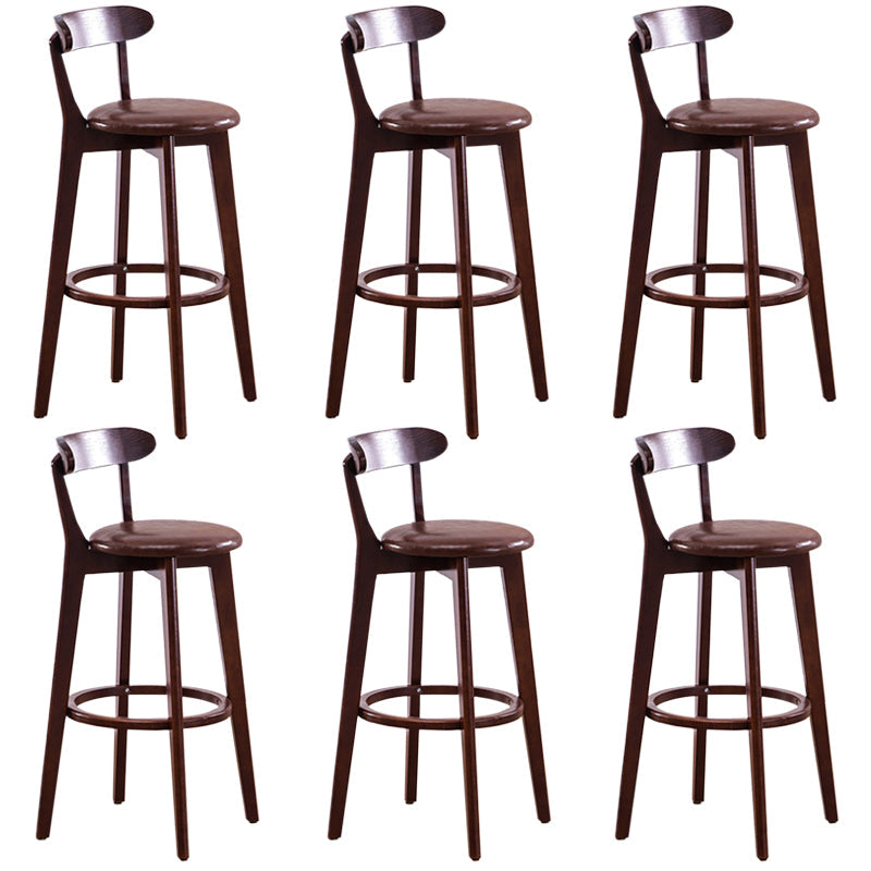 Contemporary Beech Home Barstool Matte Finish Upholstered Bar Stools Brown Brown 6 Piece Set Clearhalo 'Bar Furniture' 'Bar Stools' 'bar_stools' 'furn' 'furn_bar_stools' 'Furniture' 'Kitchen & Dining Furniture' 5945986