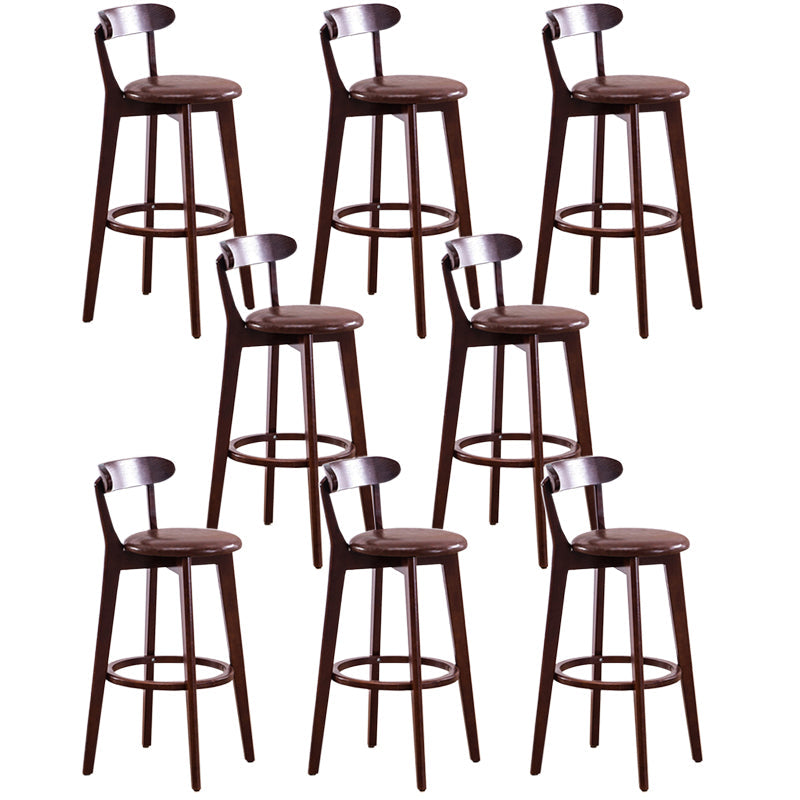 Contemporary Beech Home Barstool Matte Finish Upholstered Bar Stools Brown Brown 8 Piece Set Clearhalo 'Bar Furniture' 'Bar Stools' 'bar_stools' 'furn' 'furn_bar_stools' 'Furniture' 'Kitchen & Dining Furniture' 5945987