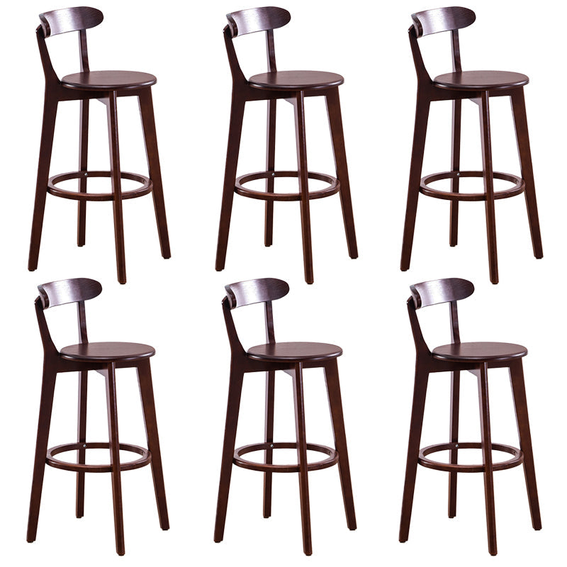 Contemporary Beech Home Barstool Matte Finish Upholstered Bar Stools Wood Brown 6 Piece Set Clearhalo 'Bar Furniture' 'Bar Stools' 'bar_stools' 'furn' 'furn_bar_stools' 'Furniture' 'Kitchen & Dining Furniture' 5945991