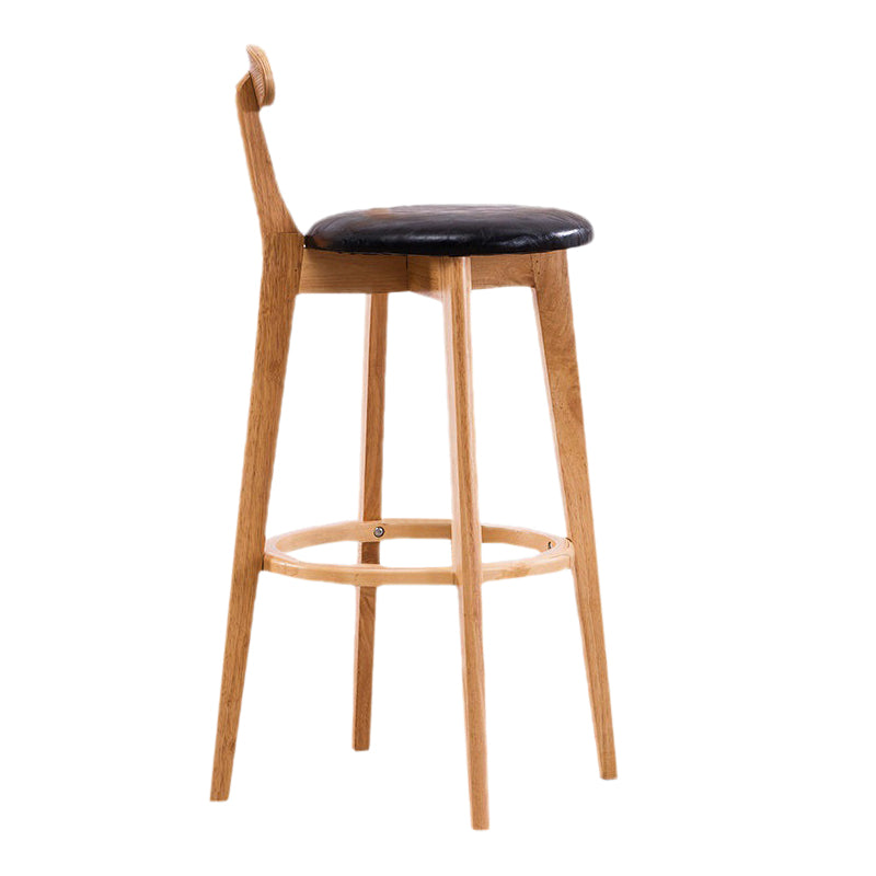 Contemporary Beech Home Barstool Matte Finish Upholstered Bar Stools Black Natural 1 Piece Clearhalo 'Bar Furniture' 'Bar Stools' 'bar_stools' 'furn' 'furn_bar_stools' 'Furniture' 'Kitchen & Dining Furniture' 5945993