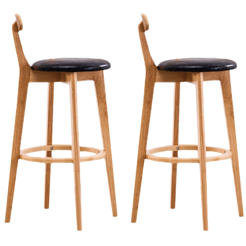 Contemporary Beech Home Barstool Matte Finish Upholstered Bar Stools Black Natural 2 Piece Set Clearhalo 'Bar Furniture' 'Bar Stools' 'bar_stools' 'furn' 'furn_bar_stools' 'Furniture' 'Kitchen & Dining Furniture' 5945994