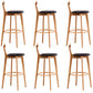 Contemporary Beech Home Barstool Matte Finish Upholstered Bar Stools Black Natural 6 Piece Set Clearhalo 'Bar Furniture' 'Bar Stools' 'bar_stools' 'furn' 'furn_bar_stools' 'Furniture' 'Kitchen & Dining Furniture' 5945996