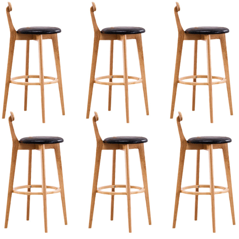 Contemporary Beech Home Barstool Matte Finish Upholstered Bar Stools Black Natural 6 Piece Set Clearhalo 'Bar Furniture' 'Bar Stools' 'bar_stools' 'furn' 'furn_bar_stools' 'Furniture' 'Kitchen & Dining Furniture' 5945996