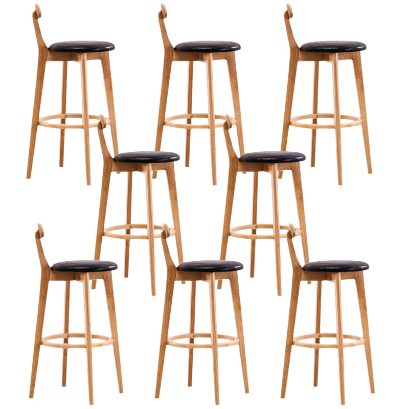 Contemporary Beech Home Barstool Matte Finish Upholstered Bar Stools Black Natural 8 Piece Set Clearhalo 'Bar Furniture' 'Bar Stools' 'bar_stools' 'furn' 'furn_bar_stools' 'Furniture' 'Kitchen & Dining Furniture' 5945997