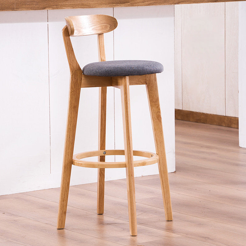 Contemporary Beech Home Barstool Matte Finish Upholstered Bar Stools Grey Natural 1 Piece Clearhalo 'Bar Furniture' 'Bar Stools' 'bar_stools' 'furn' 'furn_bar_stools' 'Furniture' 'Kitchen & Dining Furniture' 5945998