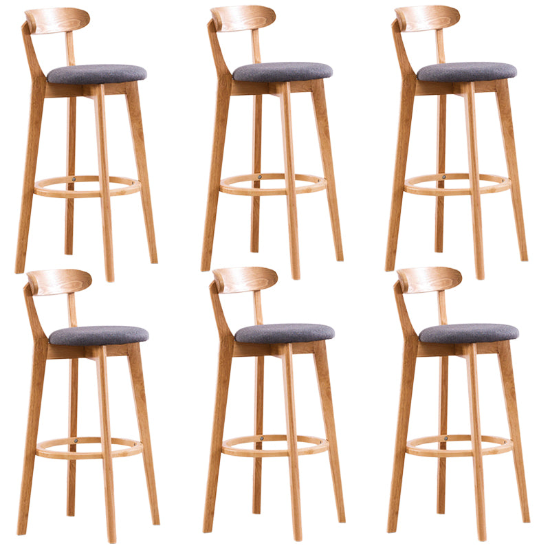 Contemporary Beech Home Barstool Matte Finish Upholstered Bar Stools Grey Natural 6 Piece Set Clearhalo 'Bar Furniture' 'Bar Stools' 'bar_stools' 'furn' 'furn_bar_stools' 'Furniture' 'Kitchen & Dining Furniture' 5946001