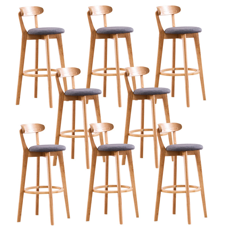 Contemporary Beech Home Barstool Matte Finish Upholstered Bar Stools Grey Natural 8 Piece Set Clearhalo 'Bar Furniture' 'Bar Stools' 'bar_stools' 'furn' 'furn_bar_stools' 'Furniture' 'Kitchen & Dining Furniture' 5946002