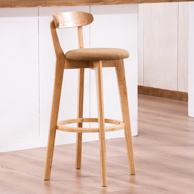 Contemporary Beech Home Barstool Matte Finish Upholstered Bar Stools Yellow Natural 1 Piece Clearhalo 'Bar Furniture' 'Bar Stools' 'bar_stools' 'furn' 'furn_bar_stools' 'Furniture' 'Kitchen & Dining Furniture' 5946003