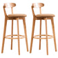 Contemporary Beech Home Barstool Matte Finish Upholstered Bar Stools Yellow Natural 2 Piece Set Clearhalo 'Bar Furniture' 'Bar Stools' 'bar_stools' 'furn' 'furn_bar_stools' 'Furniture' 'Kitchen & Dining Furniture' 5946004