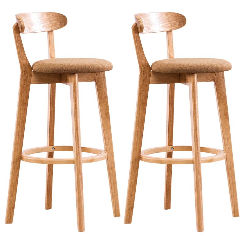 Contemporary Beech Home Barstool Matte Finish Upholstered Bar Stools Yellow Natural 2 Piece Set Clearhalo 'Bar Furniture' 'Bar Stools' 'bar_stools' 'furn' 'furn_bar_stools' 'Furniture' 'Kitchen & Dining Furniture' 5946004