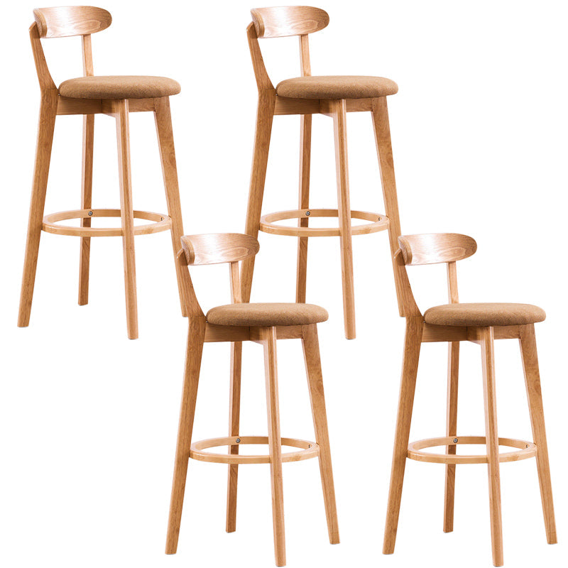 Contemporary Beech Home Barstool Matte Finish Upholstered Bar Stools Yellow Natural 4 Piece Set Clearhalo 'Bar Furniture' 'Bar Stools' 'bar_stools' 'furn' 'furn_bar_stools' 'Furniture' 'Kitchen & Dining Furniture' 5946005