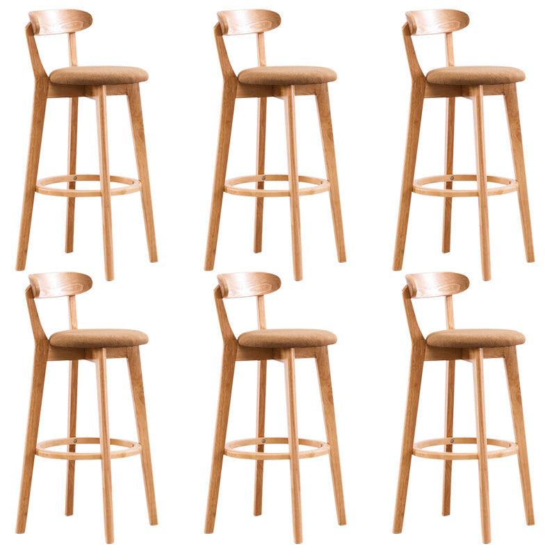 Contemporary Beech Home Barstool Matte Finish Upholstered Bar Stools Yellow Natural 6 Piece Set Clearhalo 'Bar Furniture' 'Bar Stools' 'bar_stools' 'furn' 'furn_bar_stools' 'Furniture' 'Kitchen & Dining Furniture' 5946006