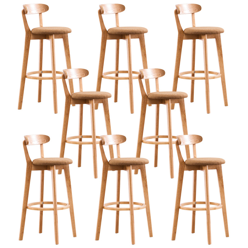 Contemporary Beech Home Barstool Matte Finish Upholstered Bar Stools Yellow Natural 8 Piece Set Clearhalo 'Bar Furniture' 'Bar Stools' 'bar_stools' 'furn' 'furn_bar_stools' 'Furniture' 'Kitchen & Dining Furniture' 5946007