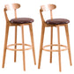 Contemporary Beech Home Barstool Matte Finish Upholstered Bar Stools Brown Natural 2 Piece Set Clearhalo 'Bar Furniture' 'Bar Stools' 'bar_stools' 'furn' 'furn_bar_stools' 'Furniture' 'Kitchen & Dining Furniture' 5946009