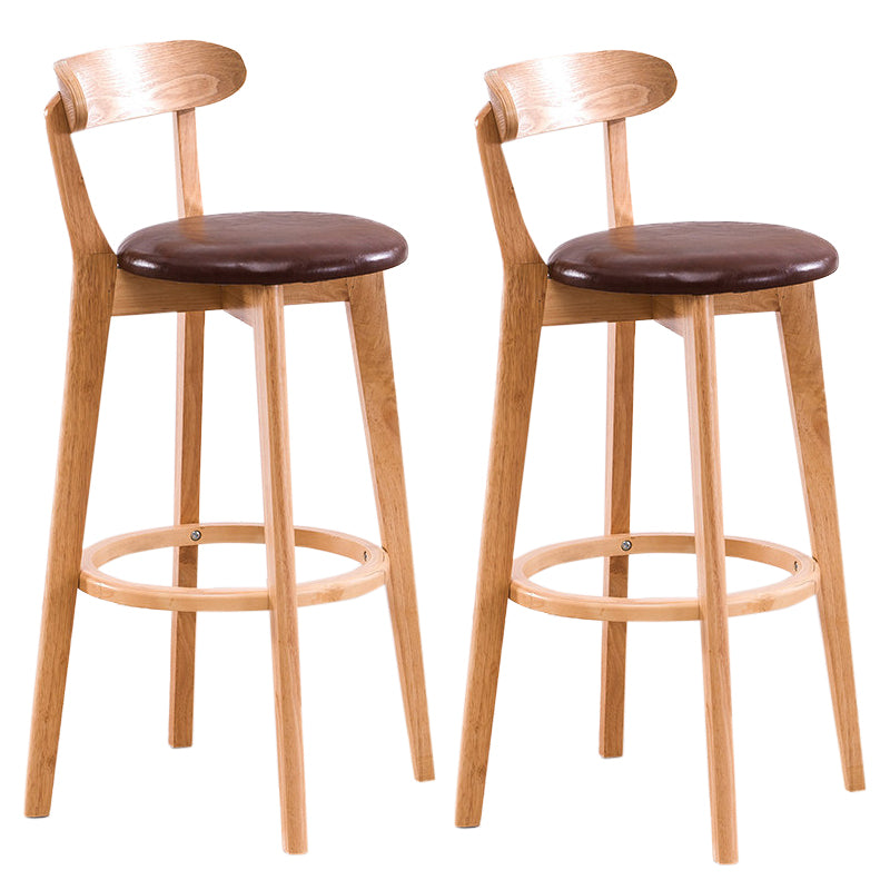 Contemporary Beech Home Barstool Matte Finish Upholstered Bar Stools Brown Natural 2 Piece Set Clearhalo 'Bar Furniture' 'Bar Stools' 'bar_stools' 'furn' 'furn_bar_stools' 'Furniture' 'Kitchen & Dining Furniture' 5946009