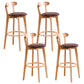 Contemporary Beech Home Barstool Matte Finish Upholstered Bar Stools Brown Natural 4 Piece Set Clearhalo 'Bar Furniture' 'Bar Stools' 'bar_stools' 'furn' 'furn_bar_stools' 'Furniture' 'Kitchen & Dining Furniture' 5946010