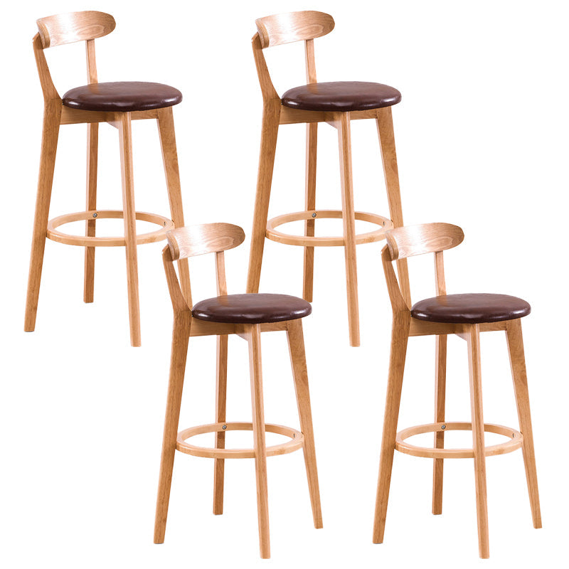 Contemporary Beech Home Barstool Matte Finish Upholstered Bar Stools Brown Natural 4 Piece Set Clearhalo 'Bar Furniture' 'Bar Stools' 'bar_stools' 'furn' 'furn_bar_stools' 'Furniture' 'Kitchen & Dining Furniture' 5946010