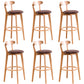 Contemporary Beech Home Barstool Matte Finish Upholstered Bar Stools Brown Natural 6 Piece Set Clearhalo 'Bar Furniture' 'Bar Stools' 'bar_stools' 'furn' 'furn_bar_stools' 'Furniture' 'Kitchen & Dining Furniture' 5946011