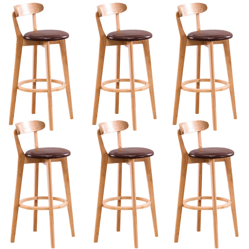 Contemporary Beech Home Barstool Matte Finish Upholstered Bar Stools Brown Natural 6 Piece Set Clearhalo 'Bar Furniture' 'Bar Stools' 'bar_stools' 'furn' 'furn_bar_stools' 'Furniture' 'Kitchen & Dining Furniture' 5946011