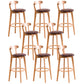 Contemporary Beech Home Barstool Matte Finish Upholstered Bar Stools Brown Natural 8 Piece Set Clearhalo 'Bar Furniture' 'Bar Stools' 'bar_stools' 'furn' 'furn_bar_stools' 'Furniture' 'Kitchen & Dining Furniture' 5946012