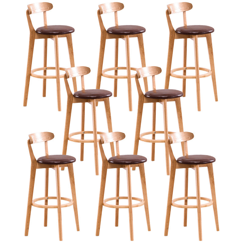 Contemporary Beech Home Barstool Matte Finish Upholstered Bar Stools Brown Natural 8 Piece Set Clearhalo 'Bar Furniture' 'Bar Stools' 'bar_stools' 'furn' 'furn_bar_stools' 'Furniture' 'Kitchen & Dining Furniture' 5946012