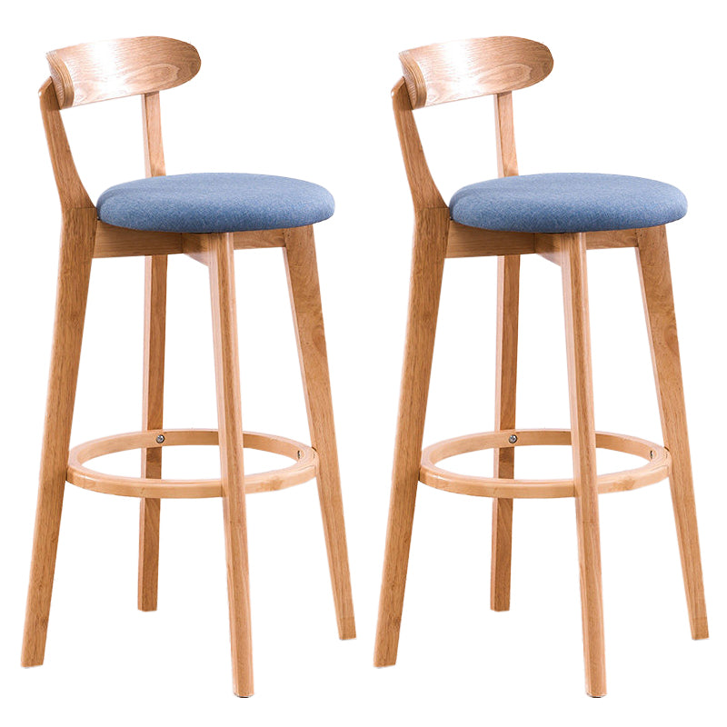 Contemporary Beech Home Barstool Matte Finish Upholstered Bar Stools Blue Natural 2 Piece Set Clearhalo 'Bar Furniture' 'Bar Stools' 'bar_stools' 'furn' 'furn_bar_stools' 'Furniture' 'Kitchen & Dining Furniture' 5946014