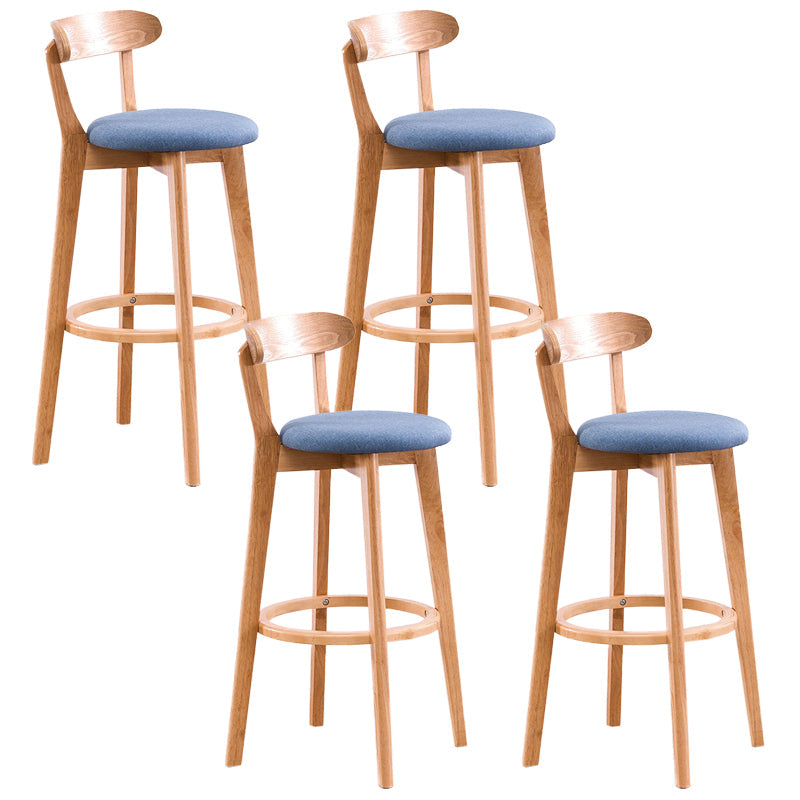 Contemporary Beech Home Barstool Matte Finish Upholstered Bar Stools Blue Natural 4 Piece Set Clearhalo 'Bar Furniture' 'Bar Stools' 'bar_stools' 'furn' 'furn_bar_stools' 'Furniture' 'Kitchen & Dining Furniture' 5946015