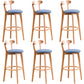 Contemporary Beech Home Barstool Matte Finish Upholstered Bar Stools Blue Natural 6 Piece Set Clearhalo 'Bar Furniture' 'Bar Stools' 'bar_stools' 'furn' 'furn_bar_stools' 'Furniture' 'Kitchen & Dining Furniture' 5946016