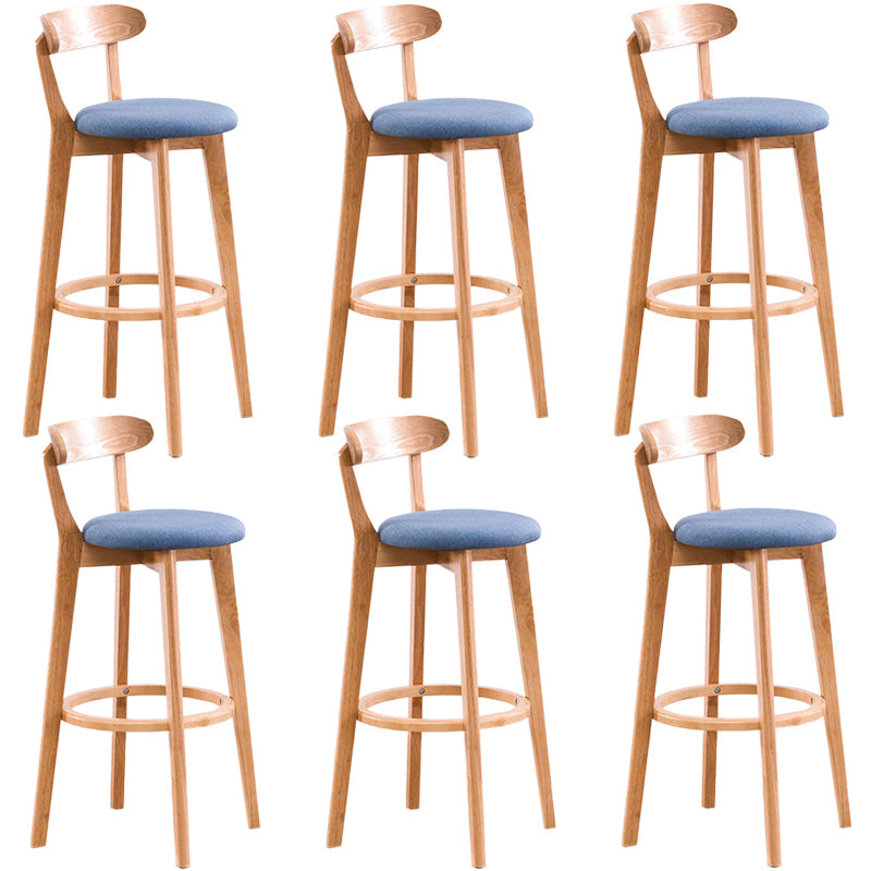 Contemporary Beech Home Barstool Matte Finish Upholstered Bar Stools Blue Natural 6 Piece Set Clearhalo 'Bar Furniture' 'Bar Stools' 'bar_stools' 'furn' 'furn_bar_stools' 'Furniture' 'Kitchen & Dining Furniture' 5946016