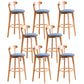 Contemporary Beech Home Barstool Matte Finish Upholstered Bar Stools Blue Natural 8 Piece Set Clearhalo 'Bar Furniture' 'Bar Stools' 'bar_stools' 'furn' 'furn_bar_stools' 'Furniture' 'Kitchen & Dining Furniture' 5946017