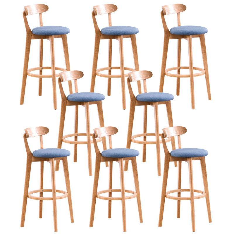 Contemporary Beech Home Barstool Matte Finish Upholstered Bar Stools Blue Natural 8 Piece Set Clearhalo 'Bar Furniture' 'Bar Stools' 'bar_stools' 'furn' 'furn_bar_stools' 'Furniture' 'Kitchen & Dining Furniture' 5946017