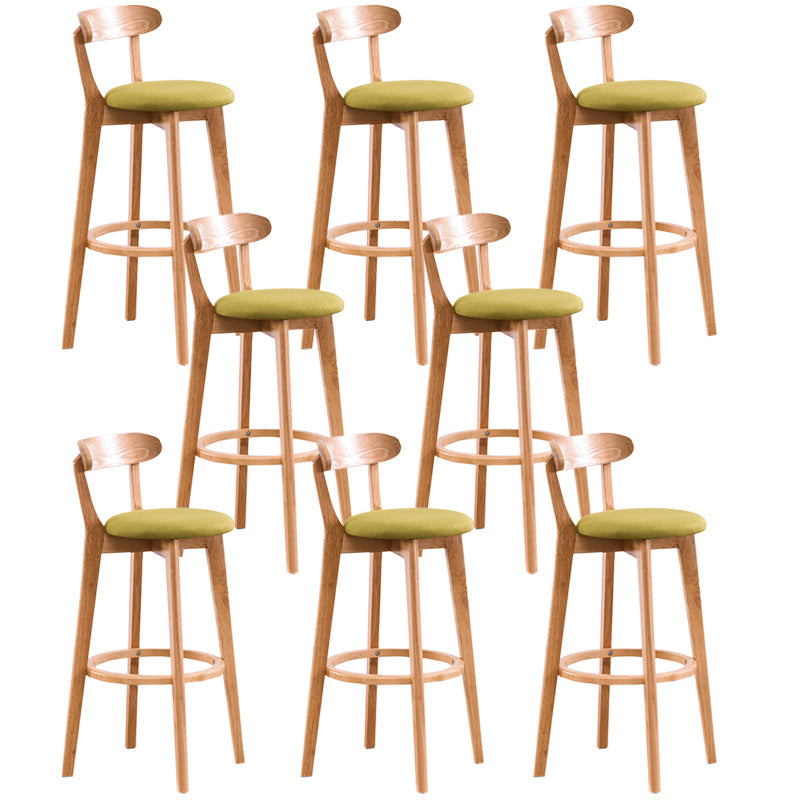 Contemporary Beech Home Barstool Matte Finish Upholstered Bar Stools Green Natural 8 Piece Set Clearhalo 'Bar Furniture' 'Bar Stools' 'bar_stools' 'furn' 'furn_bar_stools' 'Furniture' 'Kitchen & Dining Furniture' 5946022