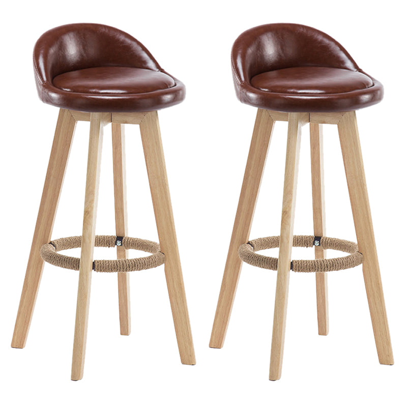 Contemporary Rubberwood Home Stool Footrest Upholstered Bar Stools